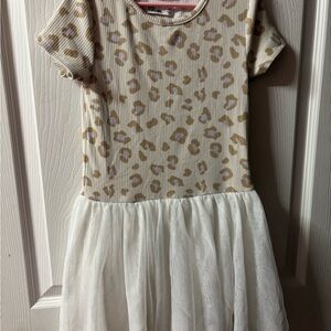 Leopard Print Kids Dress with White Skirt and Brown Dress Bundle